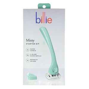 Billie Starter Kit - 1 Razor Handle + Magnetic Holder + 2 Blade Refills - Minty
